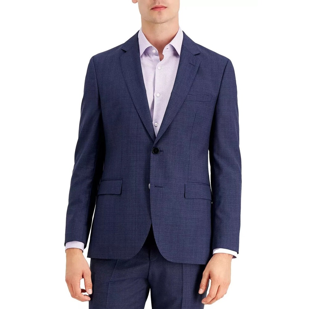Hugo Boss Men's Modern Fit Suit Separate Wool Jacket Size 42R Navy Pattern Check